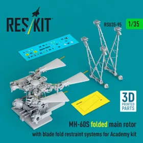   Reskit - MH-60S folded main rotor with blade fold restraint systems (3D Printed) for Academy