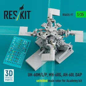   Reskit - UH-60M/L/P MH-60G AH-60L DAP unfolded main redor (3D Printed) for Academy
