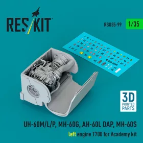   Reskit - UH-60M/L/P MH-60G AH-60L DAP MH-60S left engine T700 (3D Printed) for Academy