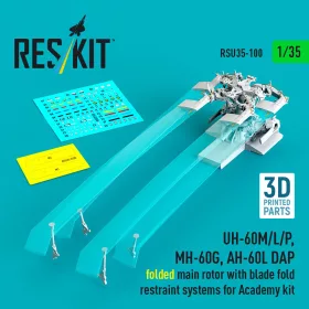   Reskit - UH-60M/L/P MH-60G AH-60L DAP folded main rotor with blade fold restraint systems (3D Printed) for Academy