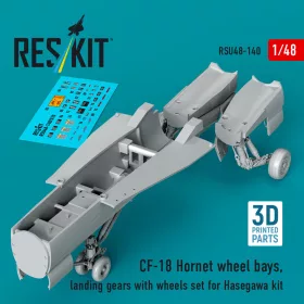   Reskit - CF-18 Hornet wheel bays landing gears with wheels set for Hasegawa kit (3D Printed)