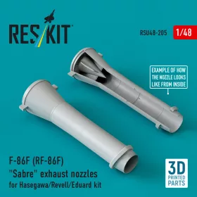   Reskit - F-86F (RF-86F) Sabre exhaust nozzles for Hasegawa/Revell/Eduard kit (3D Printed)