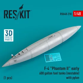   Reskit - F-4  Phantom II  early 600 gallon fuel tanks (nestable) with pylon (1 pcs) (3D Printed) (1/48)