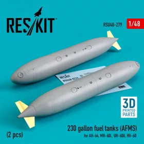   Reskit - 230 gallon fuel tanks (AFMS) for AH-64  MH-60L  UH-60A  HH-60 (2 pcs) (3D Printed) (1/48)