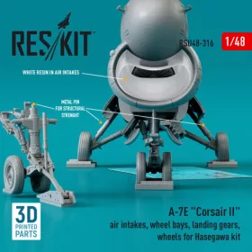   Reskit - A-7E  Corsair II  air intakes  wheel bays  landing gears  wheels for Hasegawa kit (3D Printed) (1/48