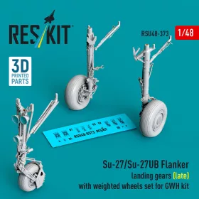   Reskit - Su-27/Su-27UB Flanker landing gears (late) with weighted wheels set for GWH kit (3D Printed)