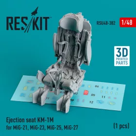   Reskit - Ejection seat KM-1M for MiG-21, MiG-23, MiG-25, MiG-27 (1 pcs) (3D Printed) (1/48)