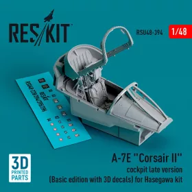   Reskit - A-7E Corsair II cockpit late version (Basic edition with 3D decals) for Hasegawa kit (3D Printed)