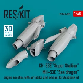   Reskit - CH-53E Super Stallion MH-53E Sea dragon engine nacelles with air intake and exhaust for Academy kit (3D printed)