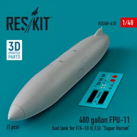   Reskit - 480 gallon FPU-11 fuel tank for F/A-18 (E,F,G) "Super Hornet" (1 pcs) (3D Printed) (1/48)