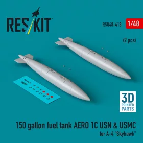   Reskit - 150 gallon fuel tank AERO 1C USN & USMC (2 pcs) for A-4 Skyhawk (3D Printed)