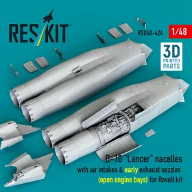   Reskit - B-1B Lancer nacelles with air intakes & early exhaust nozzles (open engine bay) for Revell kit (3D Printed)