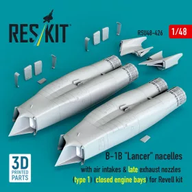   Reskit - B-1B Lancer nacelles with air intakes & late exhaust nozzles (type 1) (?losed engine bays) for Revell kit (3D Printed)