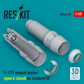   Reskit - F-111F exhaust nozzles (open & closed) for Academy kit (3D Printed)