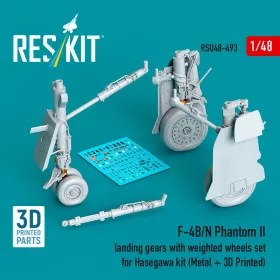   Reskit - F-4B/N Phantom II landing gear with weighted wheels set (Metal + 3D Printed) for Hasegawa