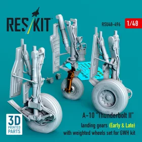   Reskit - A-10 Thunderbolt II landing gears (Early & Late) with weighted wheels set for GWH kit (Metal+3D Printed)
