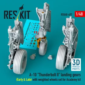   Reskit - A-10 Thunderbolt II landing gears (Early & Late) with weighted wheels set for Academy kit (Metal+3D Printed)
