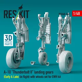   Reskit - A-10 Thunderbolt II landing gears (Early & Late) (in flight) with wheels set for GWH kit (3D Printed)