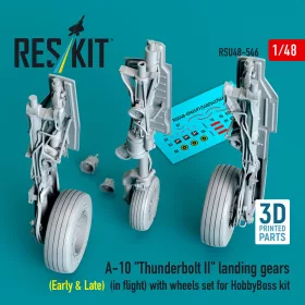   Reskit - A-10 Thunderbolt II landing gears (Early & Late) (in flight) with wheels set for HobbyBoss kit (3D Printed)