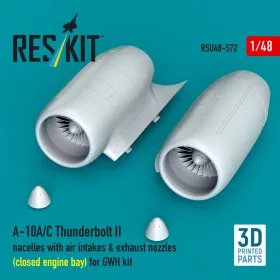   Reskit - A-10A/C Thunderbolt II nacelles with air intakes & exhaust nozzles (close engine bay) for GWH kit (3D Printed)