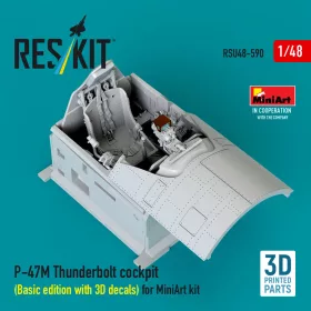   Reskit - P-47M Thunderbolt cockpit (Basic edition with 3D decals) for MiniArt kit (3D Printed)