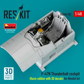   Reskit - P-47N Thunderbolt cockpit (Basic edition with 3D decals) for MiniArt kit (3D Printed)