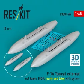   Reskit - F-14 Tomcat external fuel tanks 1000l (early and late) with pylons (2 pcs) (3D Printed)