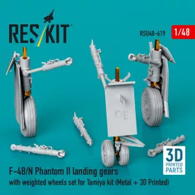   Reskit - F-4B/N Phantom II landing gears with weighted wheels set for Tamiya kit (Metal + 3D Printed)