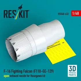   Reskit - F-16 Fighting Falcon (F110-GE-129) open exhaust nozzle for Hasegawa kit (3D Printed)