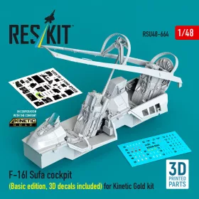   Reskit - F-16I Sufa cockpit (Basic edition 3D decals included) (3D Printed) for Kinetic