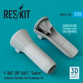   Reskit - F-86F (RF-86F)  Sabre  exhaust nozzles for Academy kit (3D Printed) (1/72)