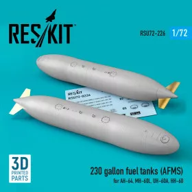   Reskit - 230 gallon fuel tanks (AFMS) for AH-64  MH-60L  UH-60A  HH-60 (2 pcs) (3D Printed) (1/72)