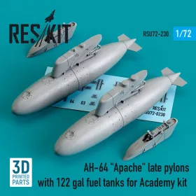   Reskit - AH-64 Apache late pylons with 122 gal fuel tanks for Academy kit (3D Printed)