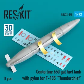   Reskit - Centerline 650 gal fuel tank with pylons for F-105 Thunderchief (1 pcs) (3D Printed)