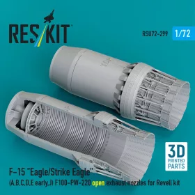   Reskit - F?15 Eagle/Strike Eagle (A, B, C, D, E early, J) F100-PW-220 open exhaust nozzles for Revell kit (3D Printed)
