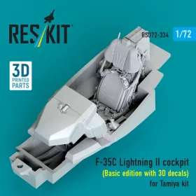   Reskit - F-35C Lightning II cockpit (Basic edition with 3D decals) for Tamiya kit (3D Printed)