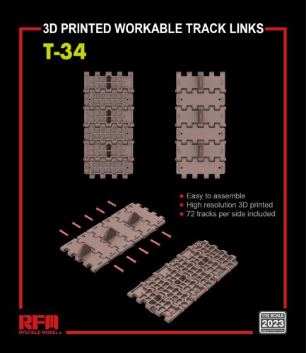 Rye Field Model - T-34 workable tracks (3D printed)
