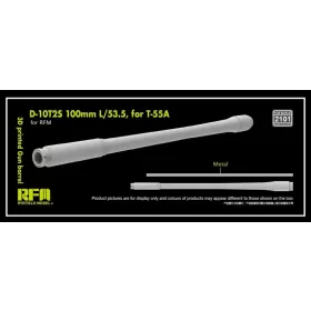   Rye Field Model - 3D print.Gun barrel D-10T2S 100mm L/53.5 for T-55A