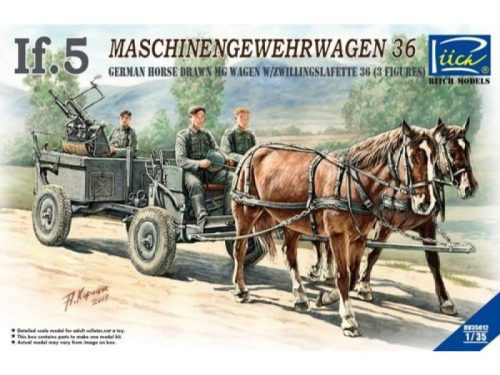 Riich Models - WWII German IF-5 Horse Drawn MG Wagon with Zwillingslafette