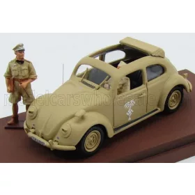  Rio-Models - VOLKSWAGEN BEETLE AFRICA KORPS 1941 - WITH ROMMEL + DRIVER FIGURE MILITARY SAND