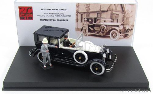 Rio-Models - Isotta Fraschini 8A Torpedo By Fleetwood - Rodolfo Valentino Personal Car - With Figures 1925 Black Ivory