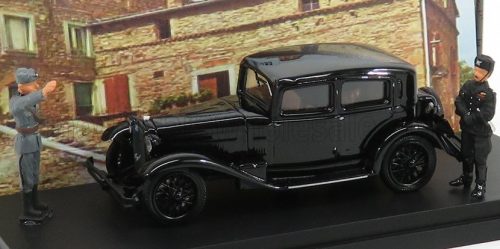 Rio-Models - ALFA ROMEO 6C 1750 - MUSSOLINI PERSONAL CAR - VISITA A PREDAPPIO CASA NATALE - 1930 - WITH FIGURES - EXCLUSIVE CARMODEL BLACK