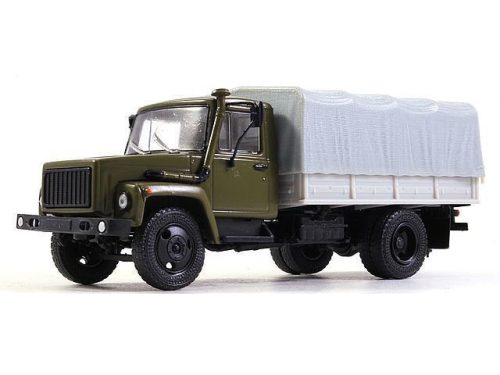 Russiantrucks - Gaz-3309 Flatbed Truck With Tent, Khaki - Russian Trucks