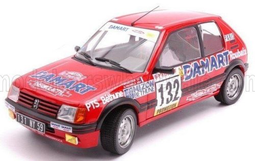 Solido - PEUGEOT 205 1.6 GTi N 132 RALLY MONTECARLO 1986 FRANCOIS DELECOUR - ANNE CHANTAL PAUWELS RED