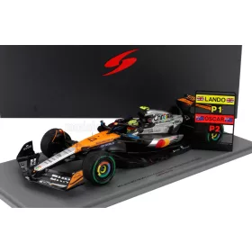   Spark - McLAREN F1  MCL39 TEAM MCLAREN N 4 WORLD CHAMPION WINNER SILVERSTONE BRITISH GP 2025 LANDO NORRIS ORANGE CHROME BLACK