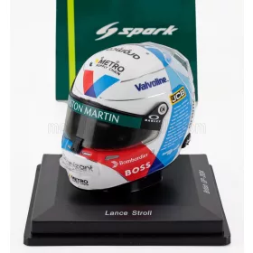   Spark - STILO HELMET  F1  CASCO HELMET LANCE STROLL TEAM ARAMCO COGNIZANT ASTON MARTIN N 18 BRITISH GP 2024  WHITE RED BLUE