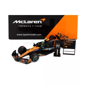   Spark - McLAREN F1  MCL39 TEAM MCLAREN N 4 WORLD CHAMPION 3rd ABU DHABI GP WITH PIT BOARD 2025 LANDO NORRIS ORANGE BLACK