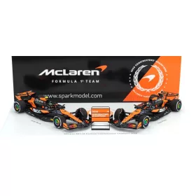   Spark - McLAREN  SET F1  CHAMPION BOARD WINNER CONSTRUCTOR SEASON 2024 2X MCL38 TEAM MCLAREN N 4 SEASON LANDO NORRIS + N 81 OSCAR PIASTRI  ORANGE BLACK