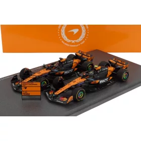   Spark - McLAREN SET F1  CHAMPION BOARD WINNER CONSTRUCTOR SEASON 2025 2X MCL39 TEAM MCLAREN N 4 WORLD CHAMPION SEASON LANDO NORRIS + N 81 OSCAR PIASTRI ORANGE BLACK