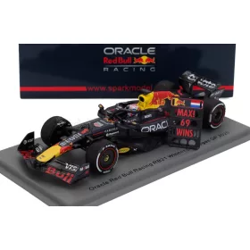   Spark - RED BULL F1  RB21 TEAM ORACLE RED BULL RACING N 1 WINNER LAS VEGAS USA GP WITH PIT BOARD 2025 MAX VERSTAPPEN BLUE YELLOW RED